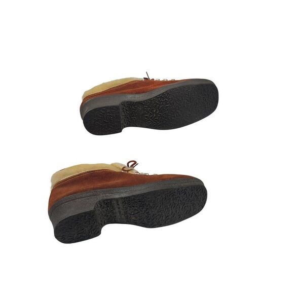 Vtg Italian Snow Boots Rust Suede Cream Faux Fur Lace-Up‎ Ankle Booties US Sz 6 - Picture 12 of 13